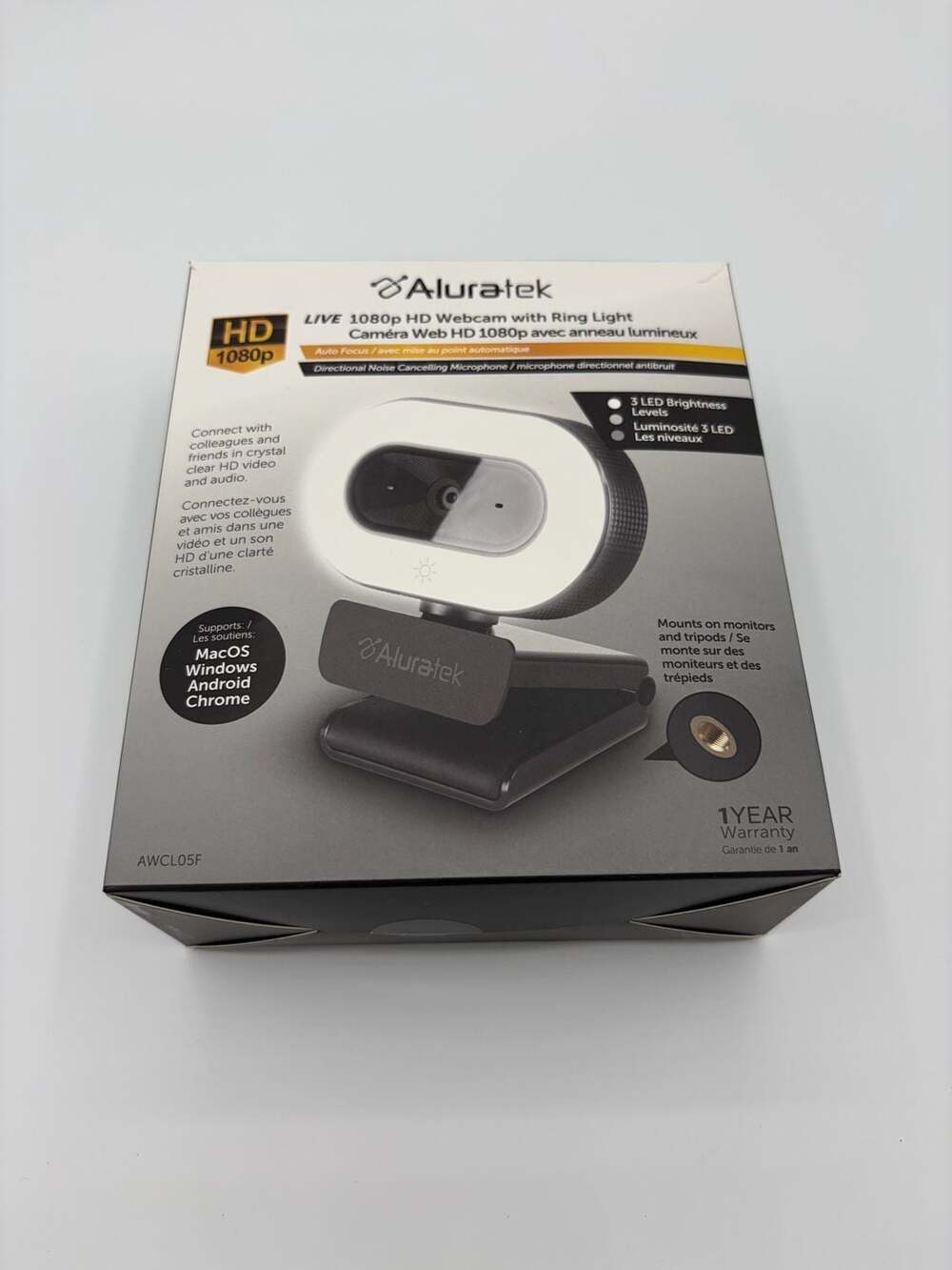 Aluratek LIVE 1080p HD Webcam with Ring Light (Model AWCL05F)